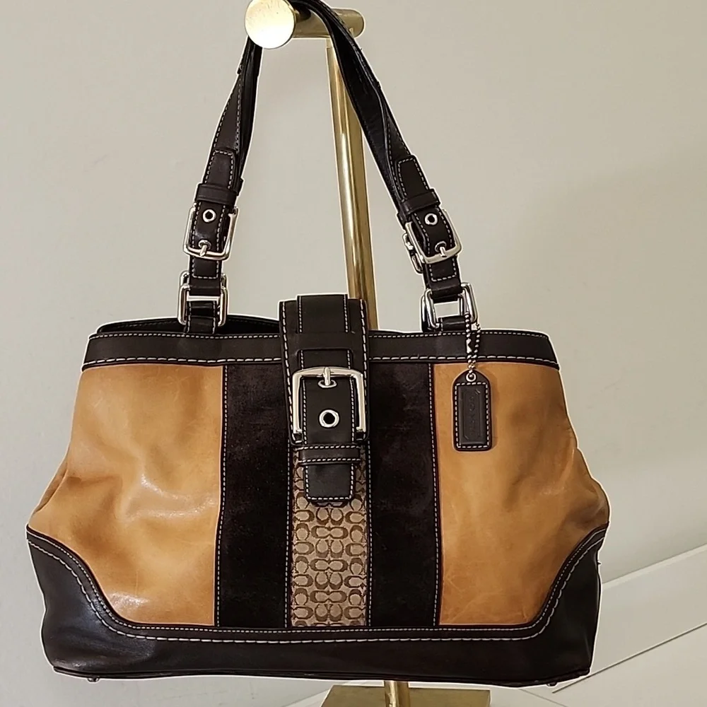 Coach Y2K Hobo  Espresso Brown Suede Leather  Shoulder Carryall  Bag Rare - Picture 4 of 15